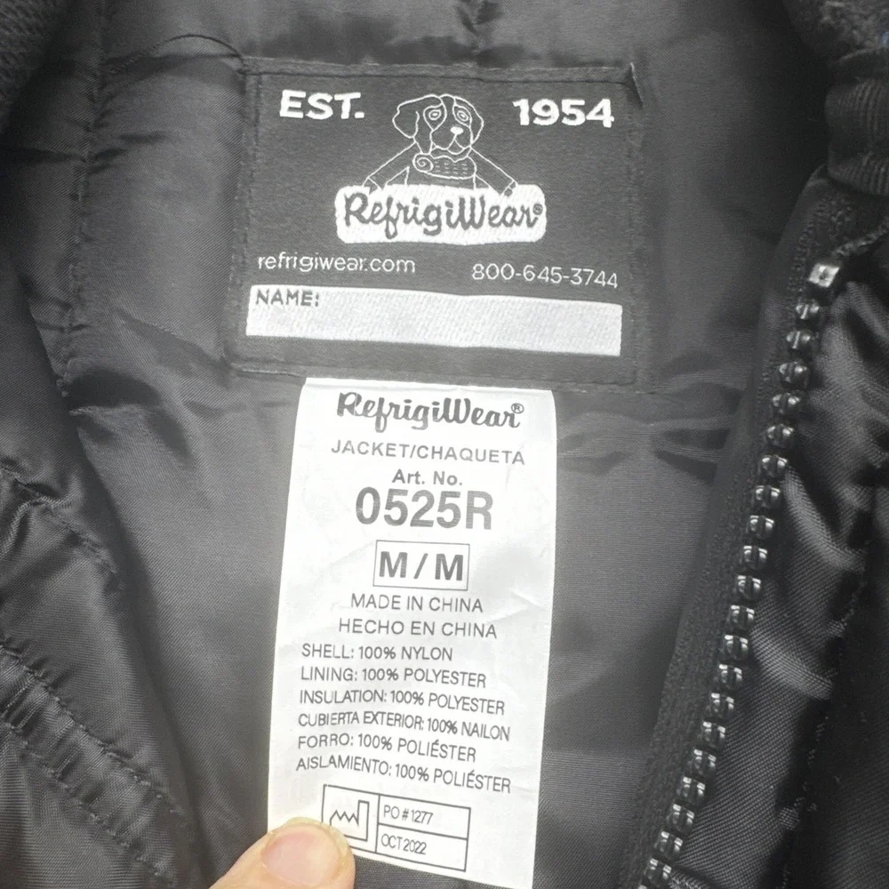 RefrigiWear Blue‎ Quilted Insulated Workwear Bomber Jacket Men's Medium Nylon